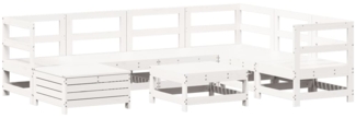 vidaXL 8-tlg. Garten-Sofagarnitur Weiß Massivholz Kiefer 3250557