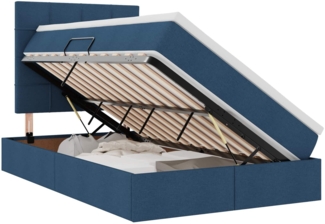 vidaXL Bett mit LED-Lichtleisten mit Kopfteil Blau 120 x 200 cm Stoff 3372413