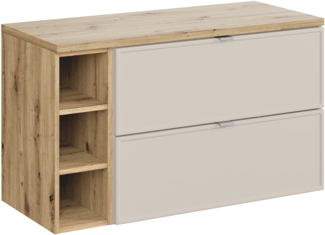 Badmöbel-Set 100 cm mit Tischplatte (46x100cm), Kaschmir matt,Eiche Artisan