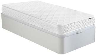 Set aus Bettgestell mit Bettkasten + Matratze - 90x190 cm - Memory Schaum - Stärke 15 cm - Weiß - PELOPS von DREAMEA