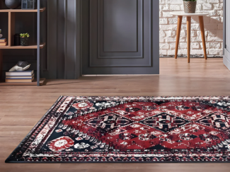 Vente-unique - Teppich orientalisch - 160 x 230 cm - Rot & Schwarz - SYLHET