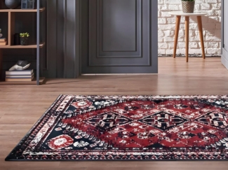 Vente-unique - Teppich orientalisch - 160 x 230 cm - Rot & Schwarz - SYLHET