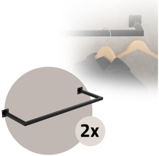 ML-DESIGN Kleiderstange Wandgarderobe Rechteck für die Wand aus Stahl inkl. Montagematerial (2 St), Garderobenstange 60x30 cm Schwarz U-Form Kleiderständer Kleidergestell