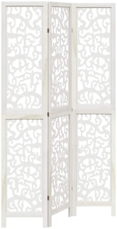 vidaXL 3-tlg. Raumteiler Weiß Massivholz Paulownia 358735