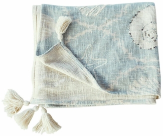 Mirabeau Tagesdecke Plaid Calerand weiß/blau