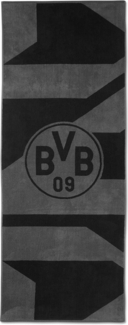 BVB Badetuch BVB Badetuch grau/schwarz 70x180 cm, Bio-Baumwolle (schwarzes BVB-Emblem, 1-St), BVB Badetuch mit Schlaufe