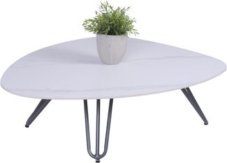 Gartentisch KARL - Aluminium, gesinterter Stein, Grau, 88 x 110 x 31,5 cm | Terrassentisch Wetterfest Outdoor Tisch