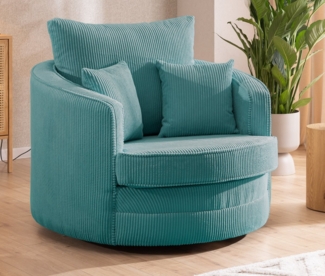 S-Style Möbel Drehsessel Ted Love Seat XXL 360 Grad drehbar aus Cord-Stoff, mit Wellenfederung