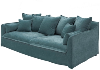 riess-ambiente 3-Sitzer HEAVEN 210cm petrol · Hussensofa inkl. Kissen und abnehmbaren Bezug, Wohnzimmer-Couch · Samt-Bezug · Federkern-Polsterung · Landhausstil