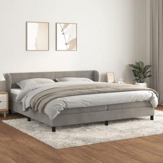 vidaXL Boxspringbett mit Matratze Hellgrau 200x200 cm Samt, Härtegrad: H2 [3127571]