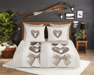 good morning Wendebettwäsche Siff, Biber, Flanell, 2 teilig, Flanell, Biber, Winter, Warm, Reißverschluss, Wende, ländlicher Stil