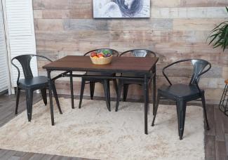 Esszimmer-Set, 4x Esszimmerstuhl 1x Esszimmertisch, Ulme Holz FSC in grau