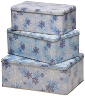 bonsport Keksdose Weihnachts Keksdosen Set, rechteckig 3-tlg, Metall, (3-tlg), Schneestern