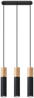 Pendelleuchte, Schwarz, Holz, Stahl, L 40 cm