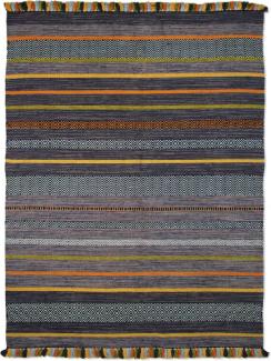 Handweb Teppich Turbat, Farbe: Anthrazit, Größe: 170x230 cm