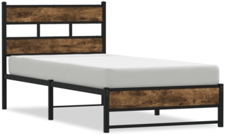 vidaXL Metallbett ohne Matratze Räuchereiche 75x190 cm 4017208