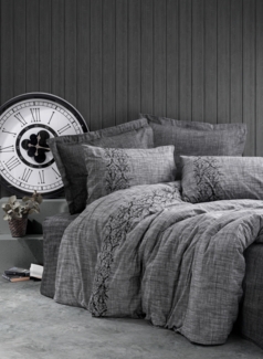 Ranforce Single XXL Bettbezug-Set (DE), 'Sooty', Grau