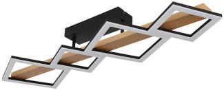 LED Deckenleuchte, Holz, Quadrate schwarz, L 92 cm