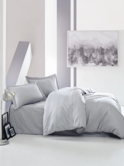 Satin-Doppelbettbezug-Set (DE), 'Elegant', Grau