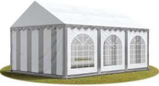 TOOLPORT Festzelt Partyzelt 3x6 m PREMIUM, hochwertige PVC Plane 750 N in grau-weiß 100% wasserdicht mit Bodenrahmen