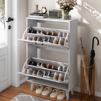 XDeer Schuhschrank Schuhaufbewahrungsschrank mit Rattanschubladen, unabhängiger Schuhaufbewahrungsschrank, schmaler Schuhaufbewahrungsschrank