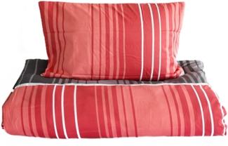 2 teilige Bettwäsche-Set 155x200 cm mit Kissenbezug 80x80 cm mit Reißverschluss aus Mikrofaser Rot