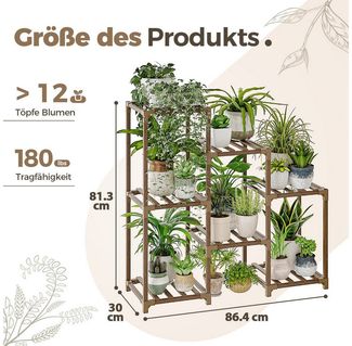 Bamworld Blumenständer Pflanzenständer Pflanzenregal für Innen und Außen mit 7 Ebenen (1 St), für Terrasse, Balkon, Garten – Geschenke für Gartenliebhaber