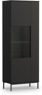 AX LIVING Vitrinenschrank Glas „Queba QT07“ – 70 cm Breite, Schwarz