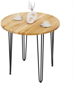 LAMO Manufaktur Esstisch Tisch rund 80 cm Stärke: 28mm, Farbe: Rustikal, Beine: Schwarz (1 Tisch), Holztisch rund, Esstisch für 2 Personen Runder Tisch für Küche
