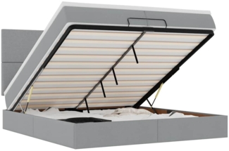 vidaXL Ottoman-Bett mit Matratzen & LEDs Hellgrau 200x200 cm Stoff 3313948