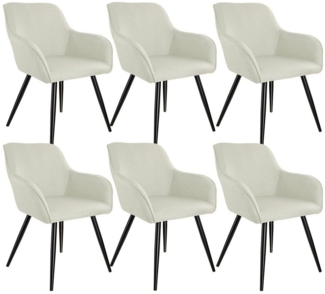 tectake Esszimmerstuhl 6er Set Esszimmerstuhl (6er Set, 6 St), gepolstert, in Leinenoptik