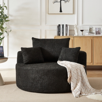 Cloud Sofa ohne Montage, Chenille Sessel mit Rückenstützkissen, gemütliches Lounge Sofa, Wohnzimmermöbel,Schwarz