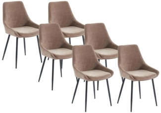 Vente-unique - Stuhl 6er-Set - Stoff - Braun - MASURIE