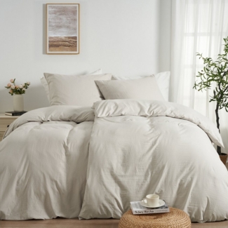 Topfinel Bettwäsche Bettwäsche 135x200 4teilig weiche Vorgewaschene Mikrofaser Baumwolle, 4 teilig, 2 Bettbezüge 135x200 2 Kissenbezüge 80x80 Reißverschluss Leinen