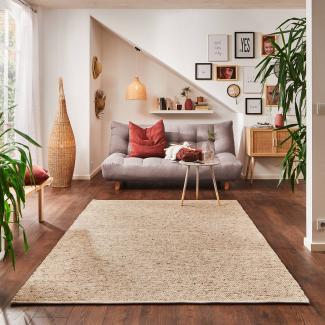 Handweb Teppich Rellenbach, Farbe: Natur Dunkel, Größe: 200x240 cm