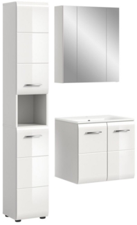 INOSIGN Badezimmer-Set, (Set, 4-St), Florenz, Badkombination 4-tlg, Weiß hochglanz, inkl. Waschbecken