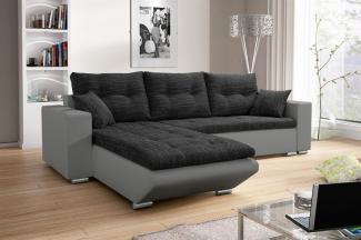 Ecksofa Sofa NINO mit Schlaffunktion Grau-Schwarz Ottomane Links