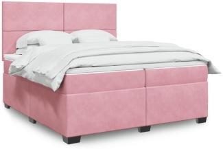 vidaXL Boxspringbett mit Matratze Rosa 200x200 cm Samt 3291001