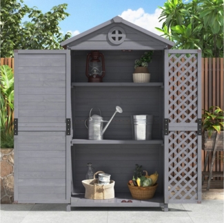 Flieks Garten-Geräteschrank, BxT: 90x56.5 cm, Gartenhaus Geräteschuppen Werkzeughaus Wetterfestes Dach 90x56.5x175.3