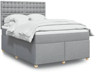 vidaXL Boxspringbett mit Matratze Hellgrau 140x200 cm Stoff 3293617