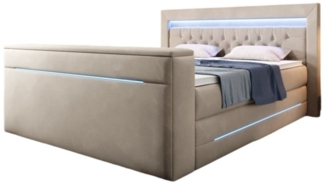 Boxspringbett Pluto mit TV Lift, RGB und Stauraum 180x200 cm Beige H4