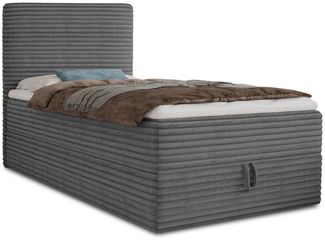Sofnet Boxbett Mollo Mini (großer Bettkasten, Bonell-Matratze und Topper), Einzelbett, Polsterbett mit Kopfteil, Boxspringbett, Cordstoff