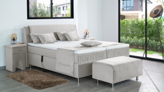 Meisterbetten Boxspringbett Mari 180x220 in VS-Alugrau, Matratzenbezug Mask, Ergoflex-Topper