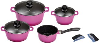 KING Topf-Set, Aluminiumguss (Set, 7-tlg, je 1 Kochtopf Ø 16/20/24 cm, 1x Stielkasserolle Ø 16 cm), Induktion