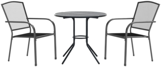 vidaXL Gartenstuhl-Set 3-tlg. Stapelbar Pulverbeschichteter Stahl 3283756