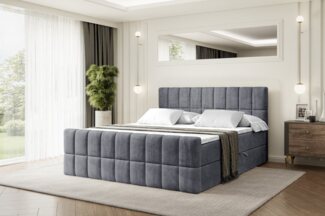 ALTDECOR Boxbett MIAMI-Z (Multipocket-Matratze H4, H3 Matratze Bonellfederung, Topper, Kopfteil), Doppelbett mit Fußteil