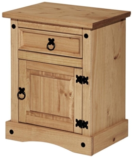 Nachtkommode 53 x 38 x 67 cm aus massivem Kiefernholz mit Schublade 1 türig