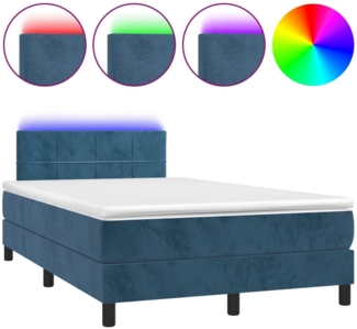 vidaXL Boxspringbett mit Matratze & LED Dunkelblau 120x200 cm Samt 3134397