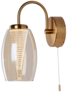 Searchlight LED Wandleuchte, LED-Leuchtmittel fest verbaut, Warmweiß, Wandlampe Wandleuchte Leselampe Glas LED Schlafzimmerleuchte bronze H