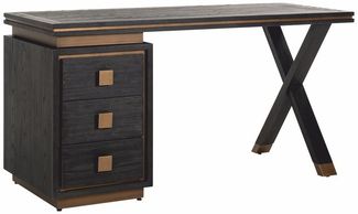 Casa Padrino Luxus Schreibtisch mit 3 Schubladen Antik Schwarz / Bronze 150 cm - Büro Möbel